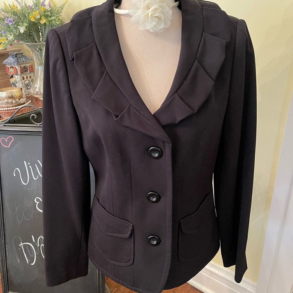 🌺Atelier🌺 Sz 8 Lined Pleated Ruffle Collar Jacket